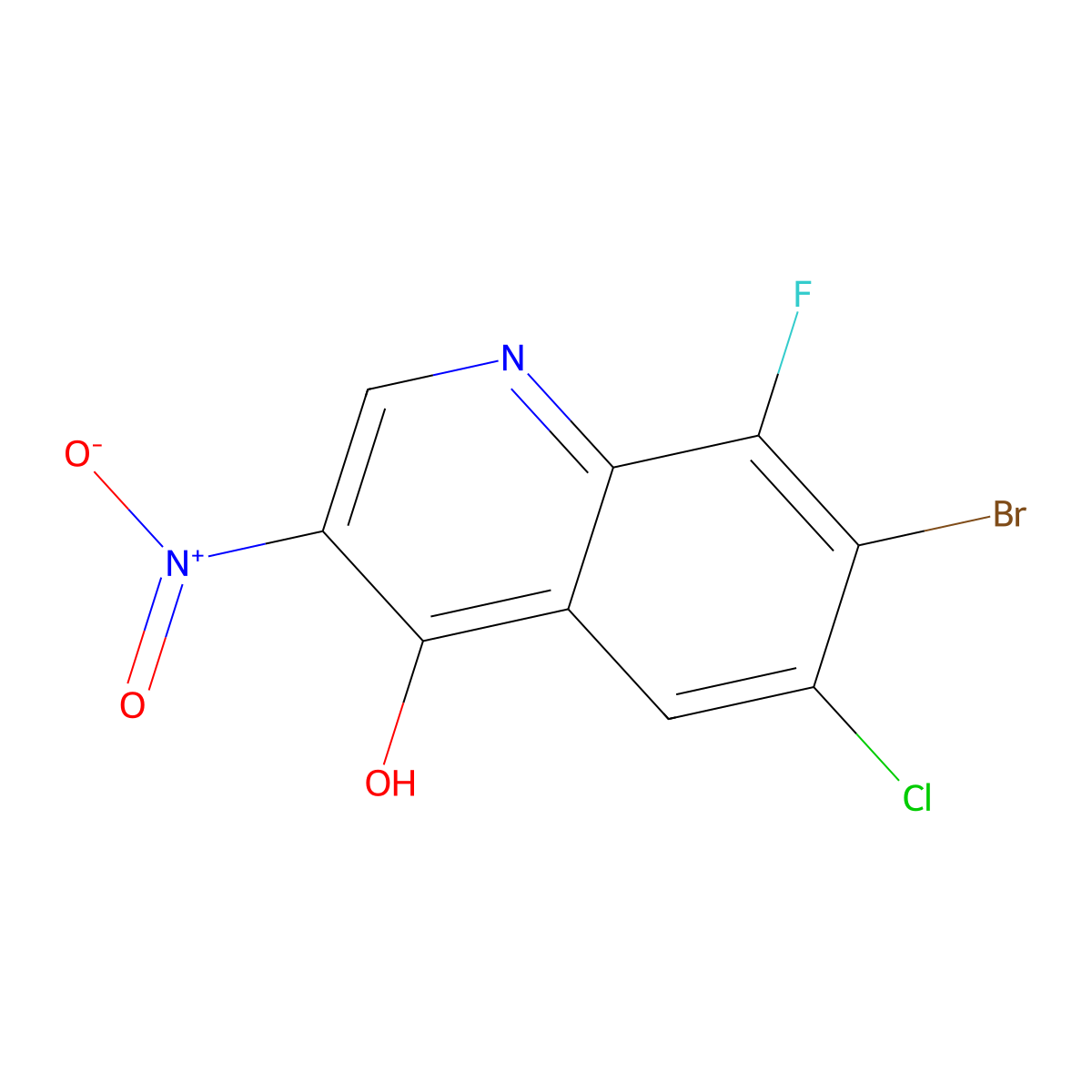 7-Bromo-6-chloro-8-fluoro-3-nitroquinolin-4-ol molecular structure, CAS 2349399-19-3