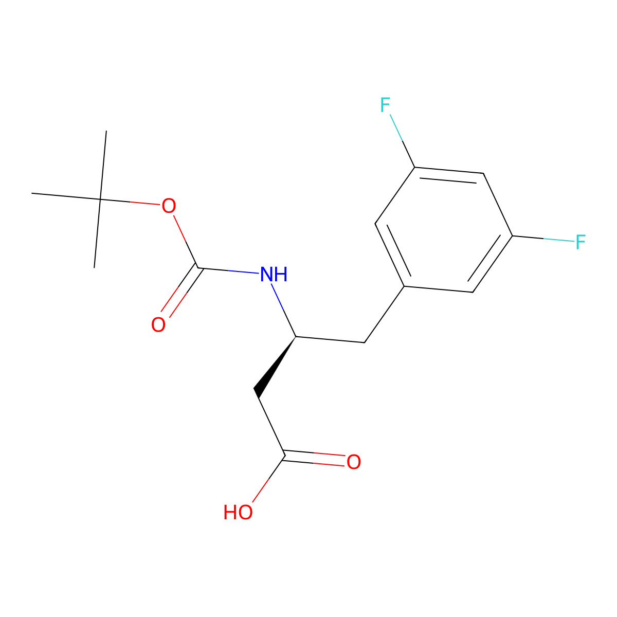 (S)-3-((tert-Butoxycarbonyl)amino)-4-(3,5-difluorophenyl)butanoic acid molecular structure, CAS 2349416-51-7