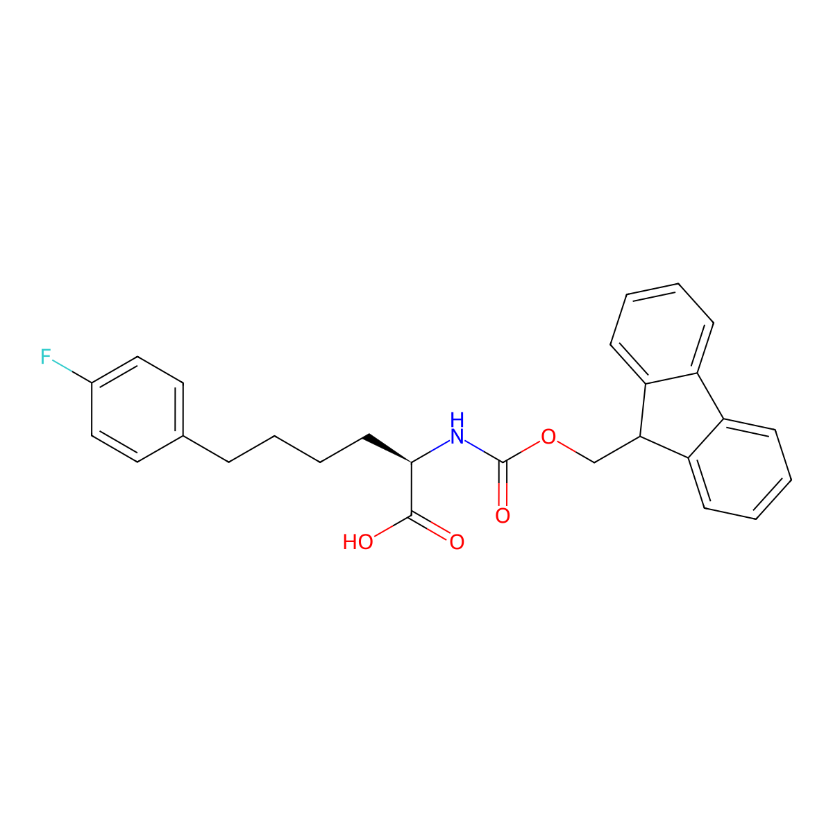 (R)-a-(Fmoc-amino)-4-fluorobenzenehexanoic acid molecular structure, CAS 2349416-79-9