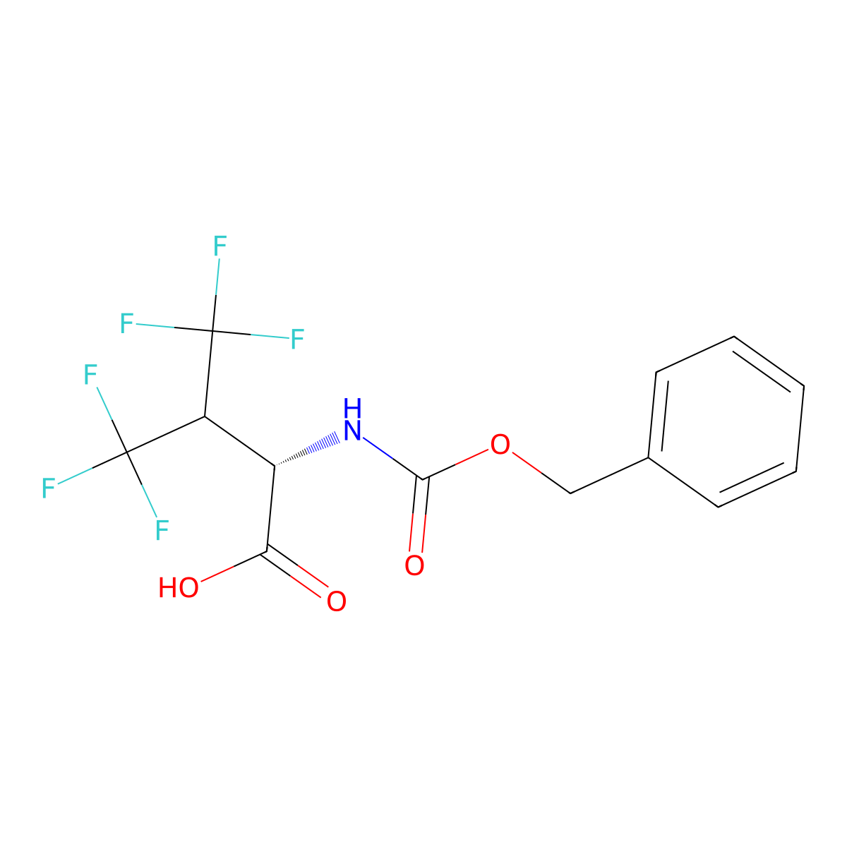 (2S)-2-{[(benzyloxy)carbonyl]amino}-4,4,4-trifluoro-3-(trifluoromethyl)butanoic acid molecular structure, CAS 2349422-24-6