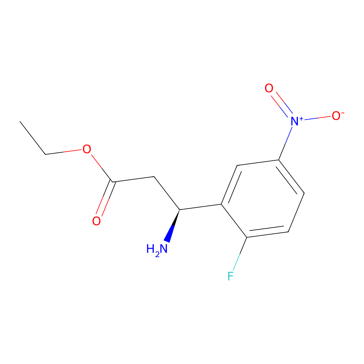 ethyl (3S)-3-amino-3-(2-fluoro-5-nitrophenyl)propanoate molecular structure, CAS 2349422-91-7