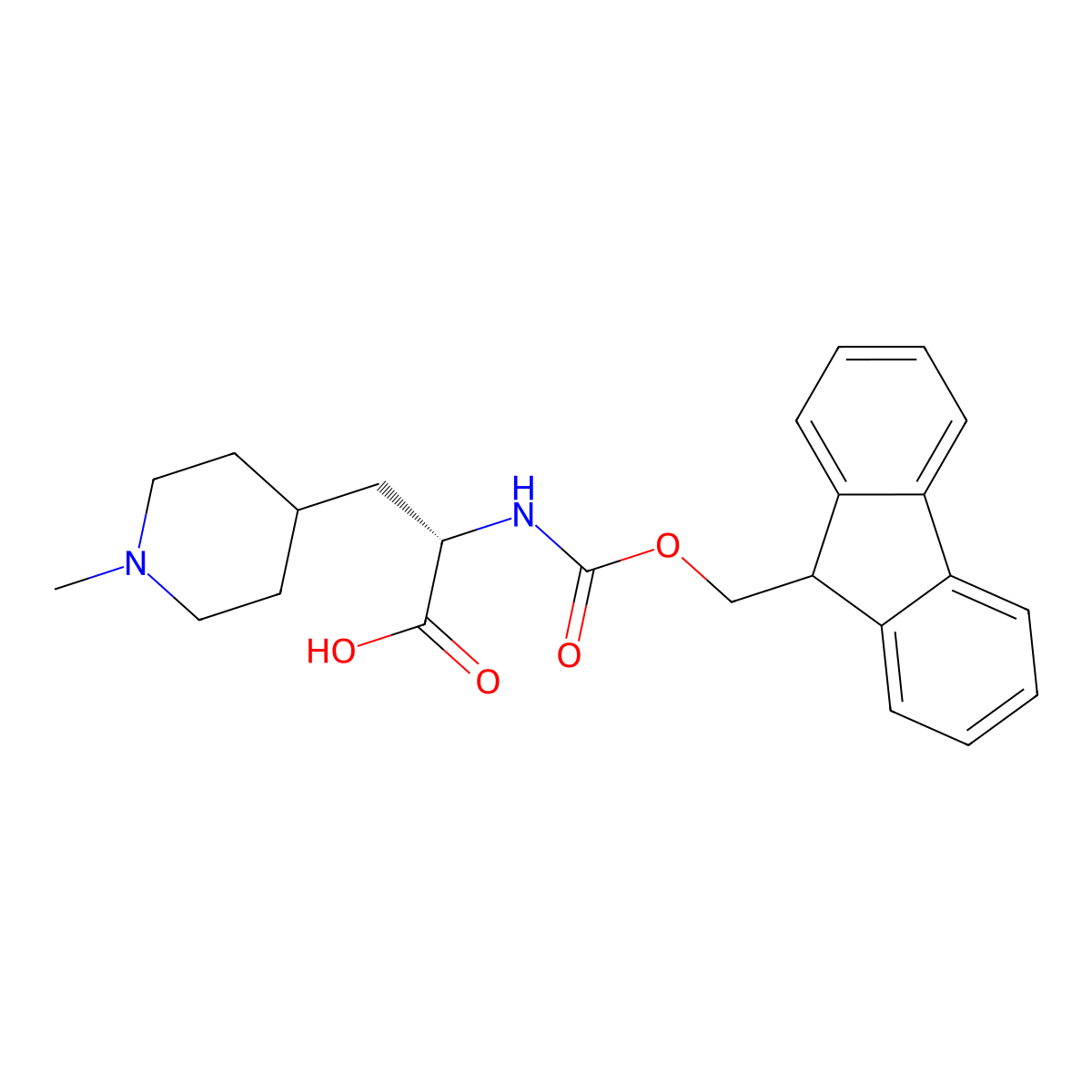 (S)-1-Methyl-Alpha-(Fmoc-Amino)-4-Piperidinepropanoic acid molecular structure, CAS 2349425-27-8