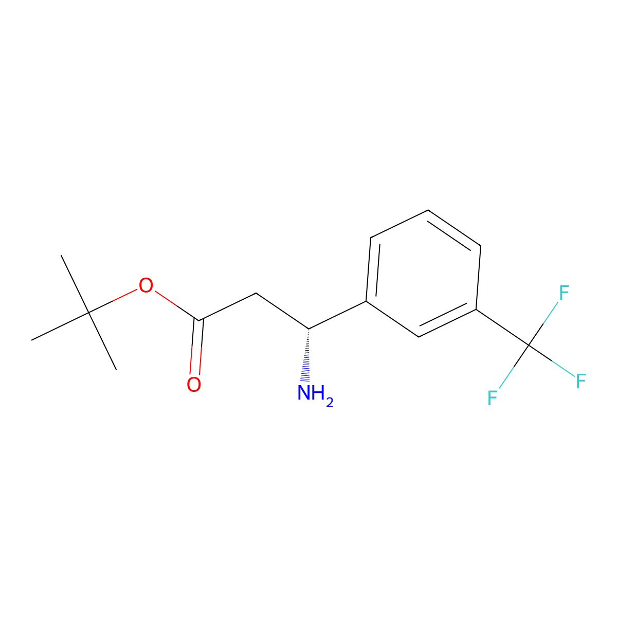 tert-butyl (3R)-3-amino-3-[3-(trifluoromethyl)phenyl]propanoate molecular structure, CAS 2349425-56-3
