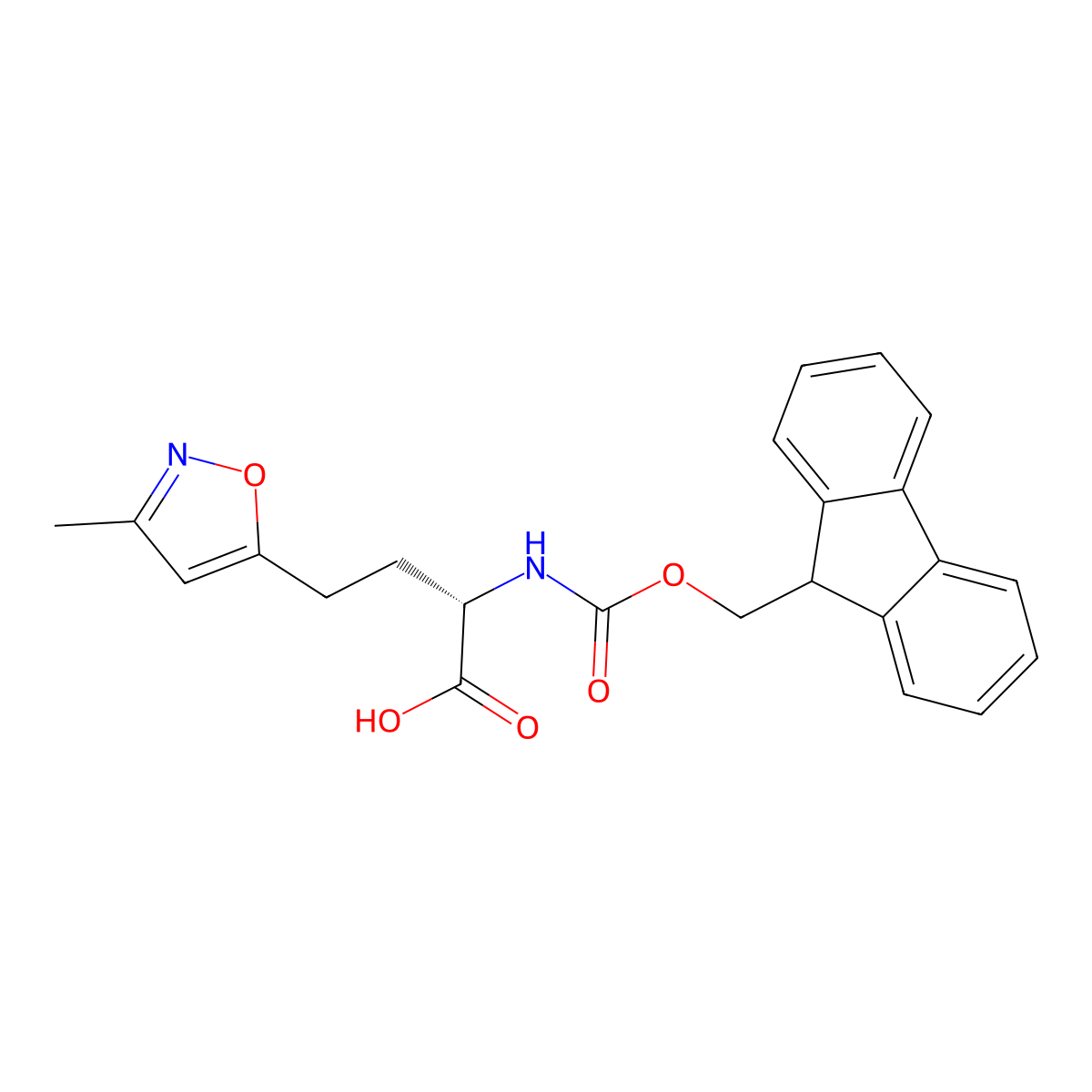 (2S)-2-({[(9H-fluoren-9-yl)methoxy]carbonyl}amino)-4-(3-methyl-1,2-oxazol-5-yl)butanoic acid molecular structure, CAS 2349425-92-7