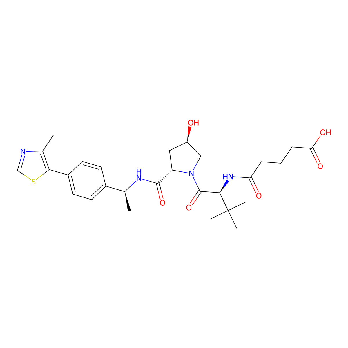 5-(((S)-1-((2S,4R)-4-hydroxy-2-(((S)-1-(4-(4-methylthiazol-5-yl)phenyl)ethyl)carbamoyl)pyrrolidin-1-yl)-3,3-dimethyl-1-oxobutan-2-yl)amino)-5-oxopentanoic acid molecular structure, CAS 2349429-72-5
