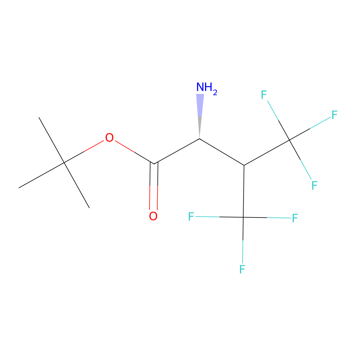 tert-butyl (2R)-2-amino-4,4,4-trifluoro-3-(trifluoromethyl)butanoate molecular structure, CAS 2349435-78-3