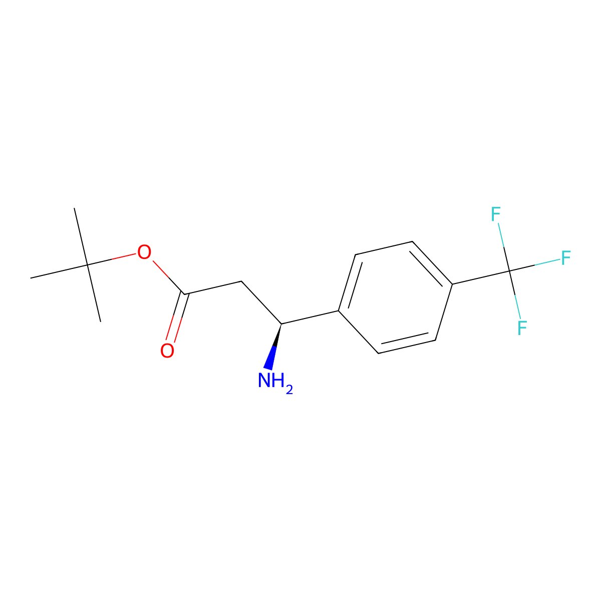 tert-butyl (3S)-3-amino-3-[4-(trifluoromethyl)phenyl]propanoate molecular structure, CAS 2349453-59-2
