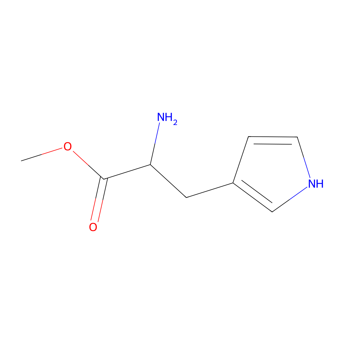 methyl (2S)-2-amino-3-(1H-pyrrol-3-yl)propanoate molecular structure, CAS 2349457-26-5