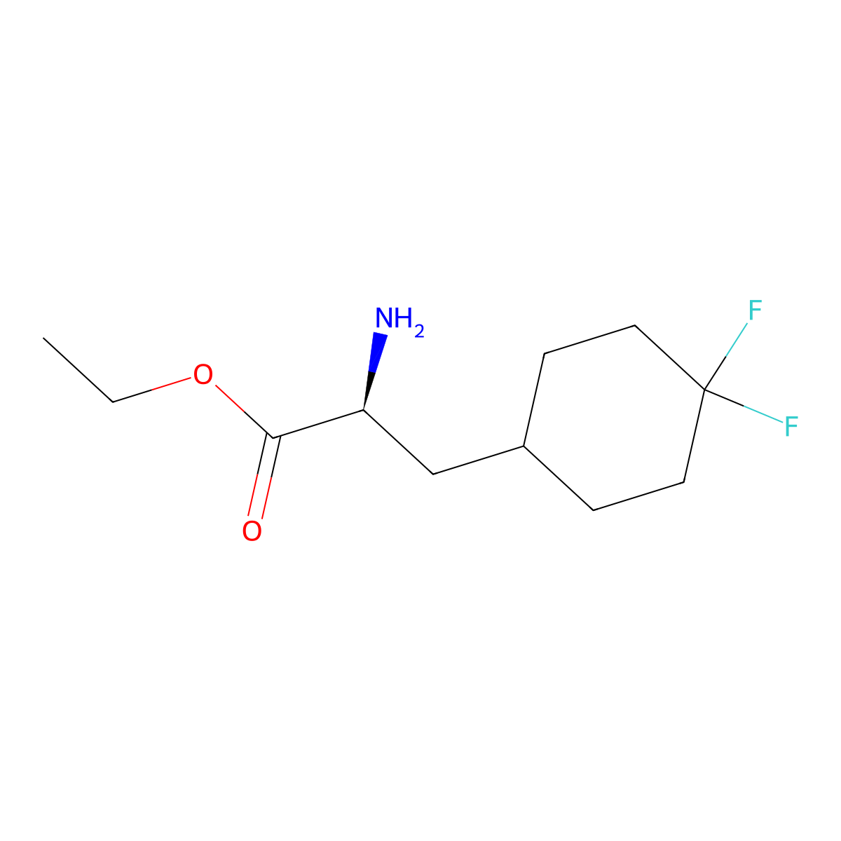 ethyl (2S)-2-amino-3-(4,4-difluorocyclohexyl)propanoate molecular structure, CAS 2349463-11-0