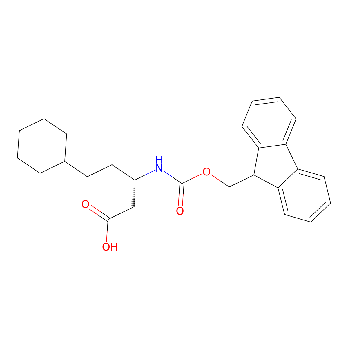 (3S)-5-cyclohexyl-3-({[(9H-fluoren-9-yl)methoxy]carbonyl}amino)pentanoic acid molecular structure, CAS 2349483-20-9