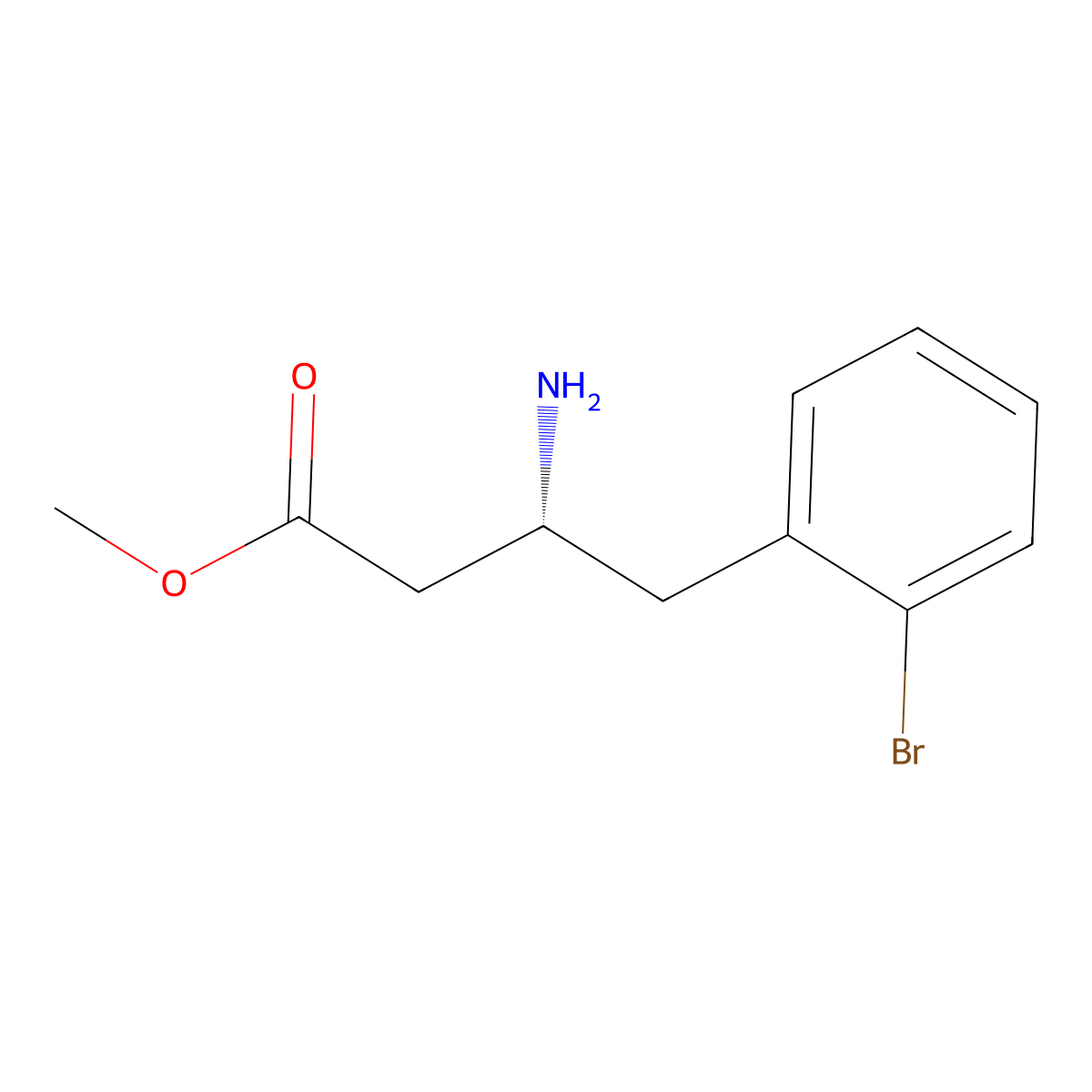 methyl (3R)-3-amino-4-(2-bromophenyl)butanoate molecular structure, CAS 2349491-98-9
