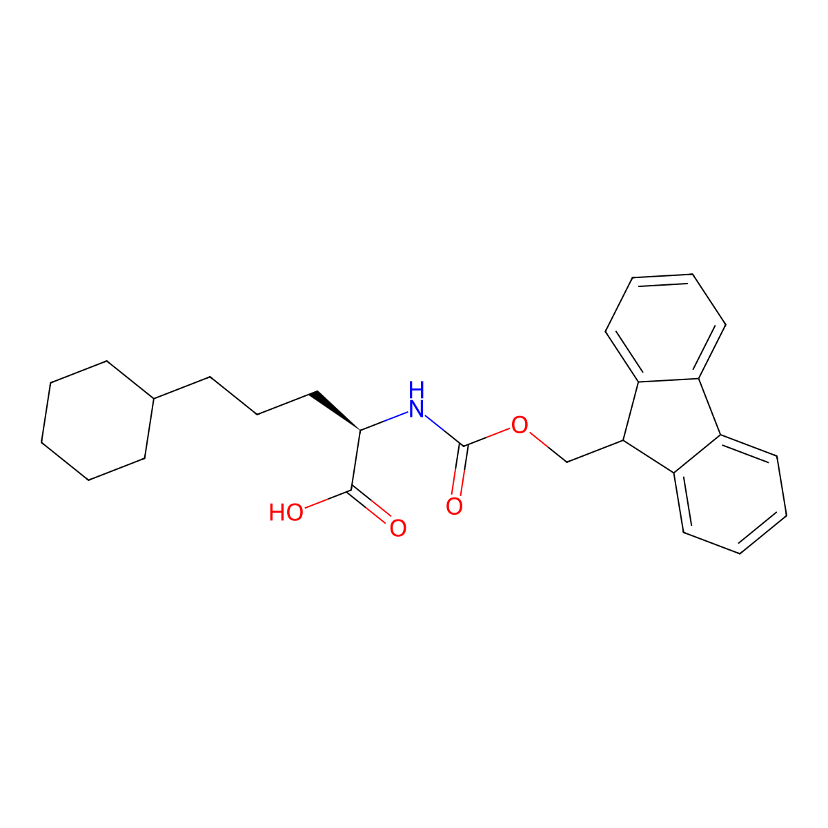Fmoc-(R)-2-amino-5-cyclohexylpentanoicacid molecular structure, CAS 2349497-68-1