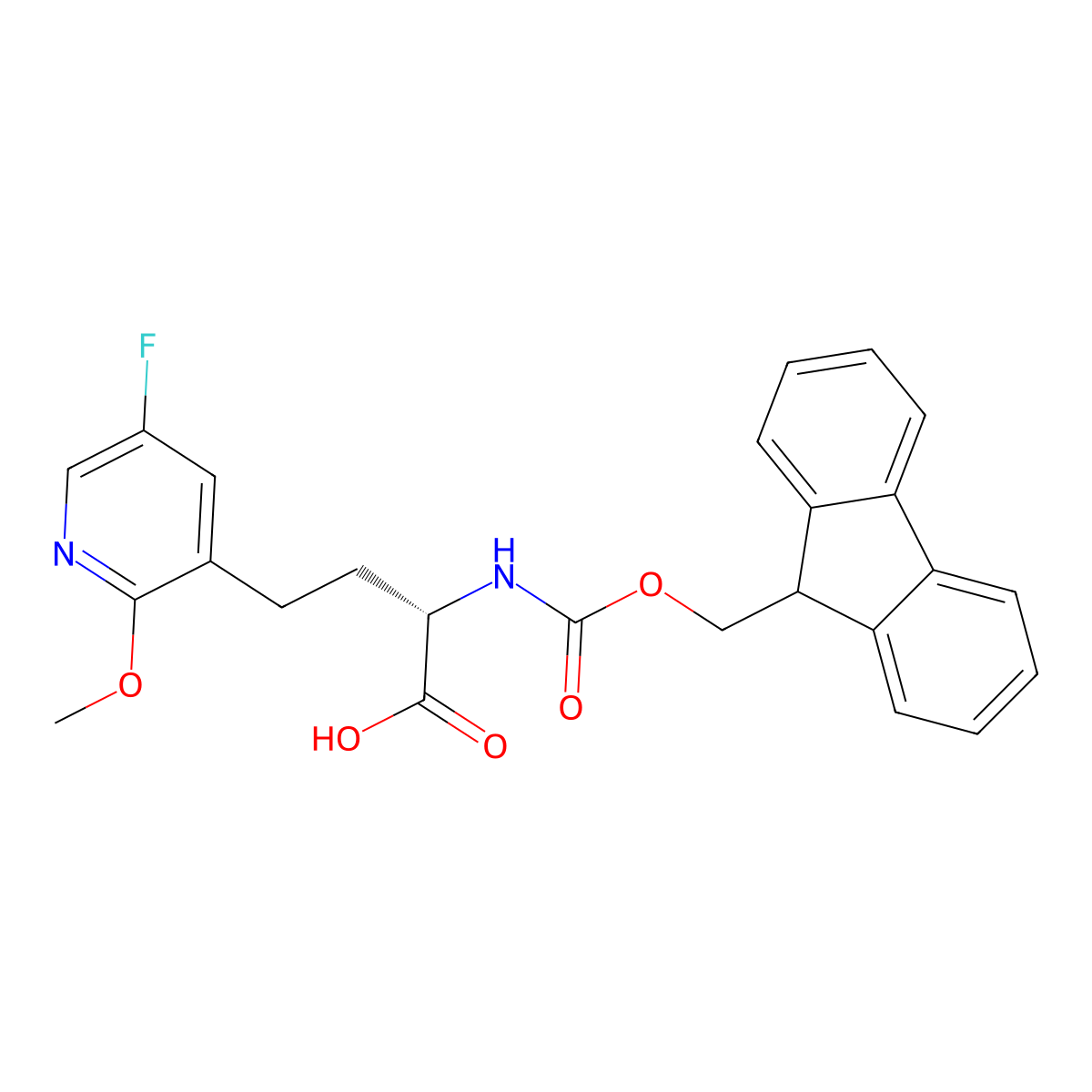 (S)-a-(Fmoc-amino)-5-fluoro-2-methoxy-3-pyridinebutanoic acid molecular structure, CAS 2349507-93-1