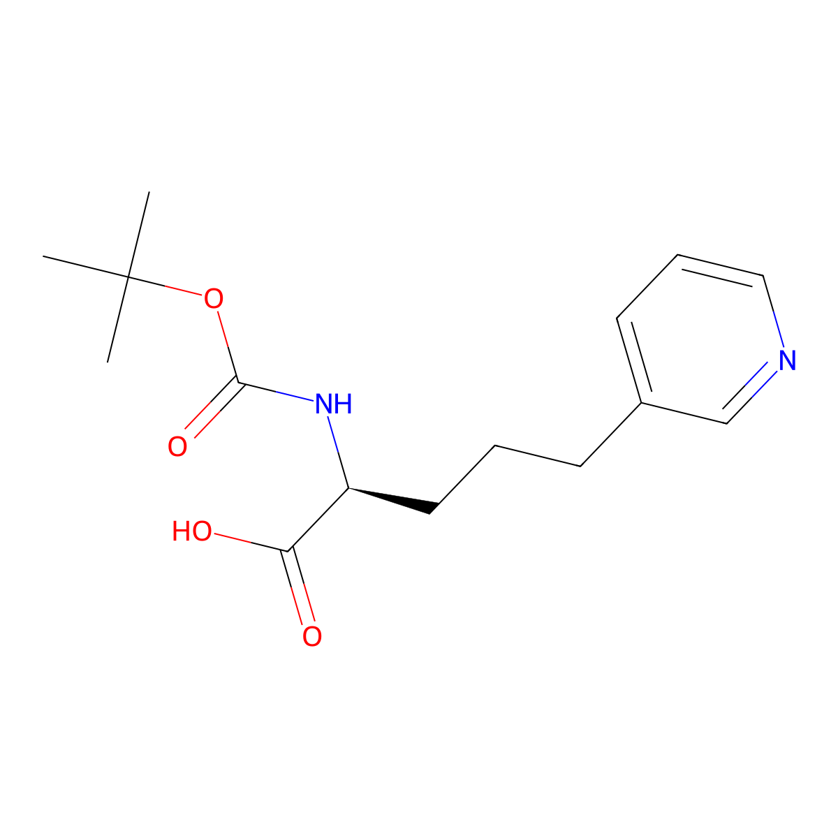 (S)-2-((Tert-butoxycarbonyl)amino)-5-(pyridin-3-YL)pentanoic acid molecular structure, CAS 2349518-36-9