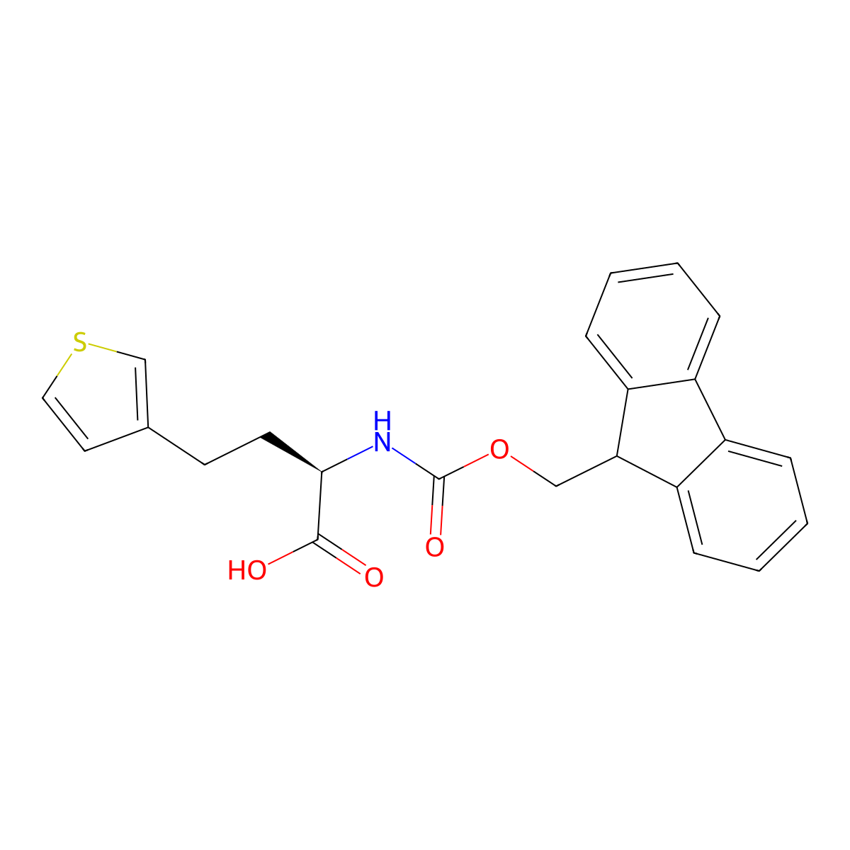 (2R)-2-(9H-fluoren-9-ylmethoxycarbonylamino)-4-thiophen-3-ylbutanoic acid molecular structure, CAS 2349519-51-1