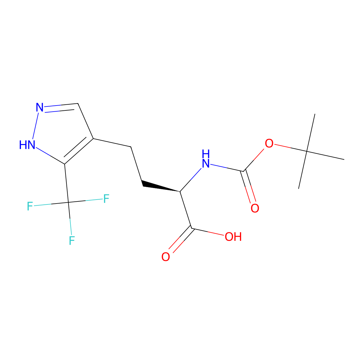 (2R)-2-{[(tert-butoxy)carbonyl]amino}-4-[3-(trifluoromethyl)-1H-pyrazol-4-yl]butanoic acid molecular structure, CAS 2349526-82-3