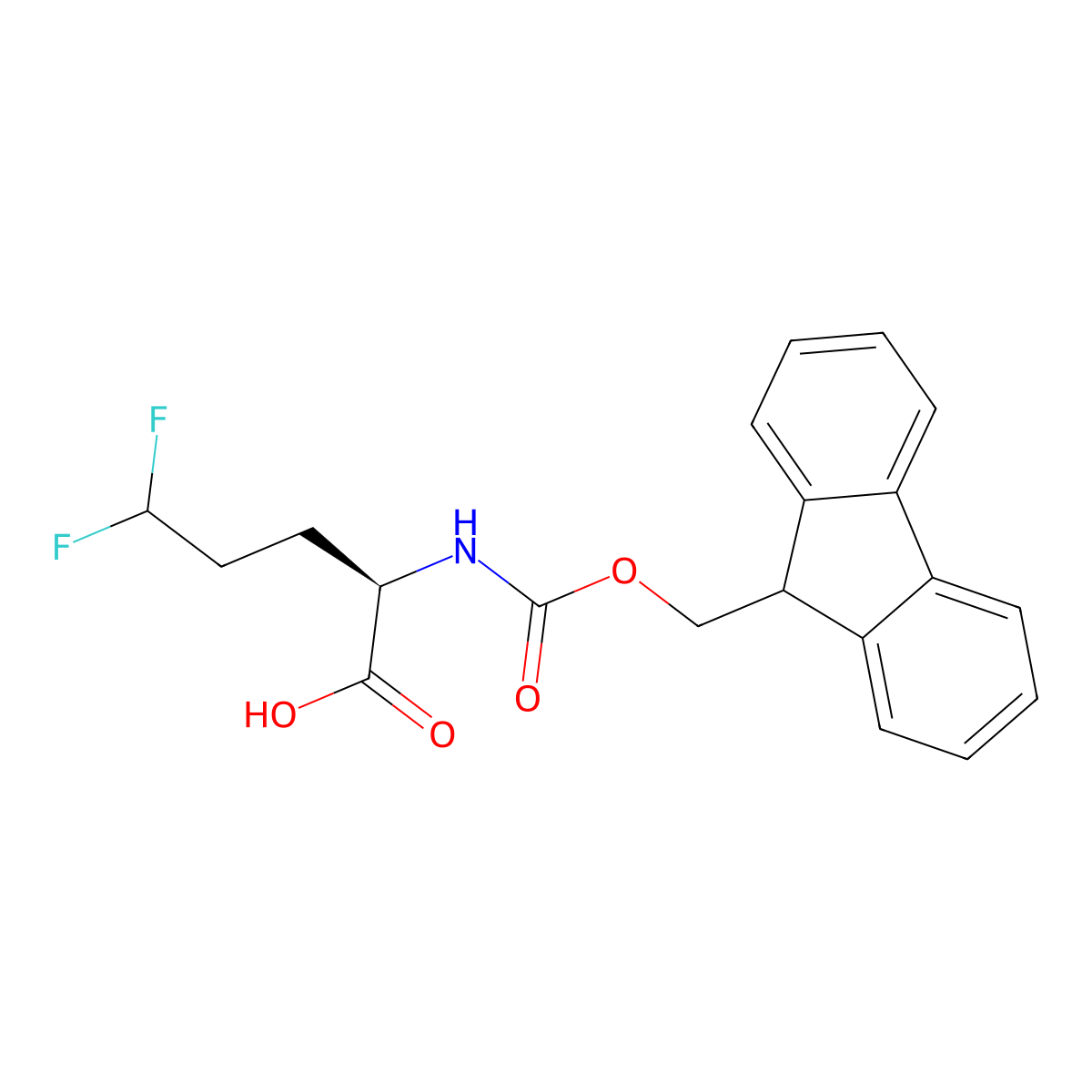 (2R)-2-({[(9H-fluoren-9-yl)methoxy]carbonyl}amino)-5,5-difluoropentanoic acid molecular structure, CAS 2349536-94-1