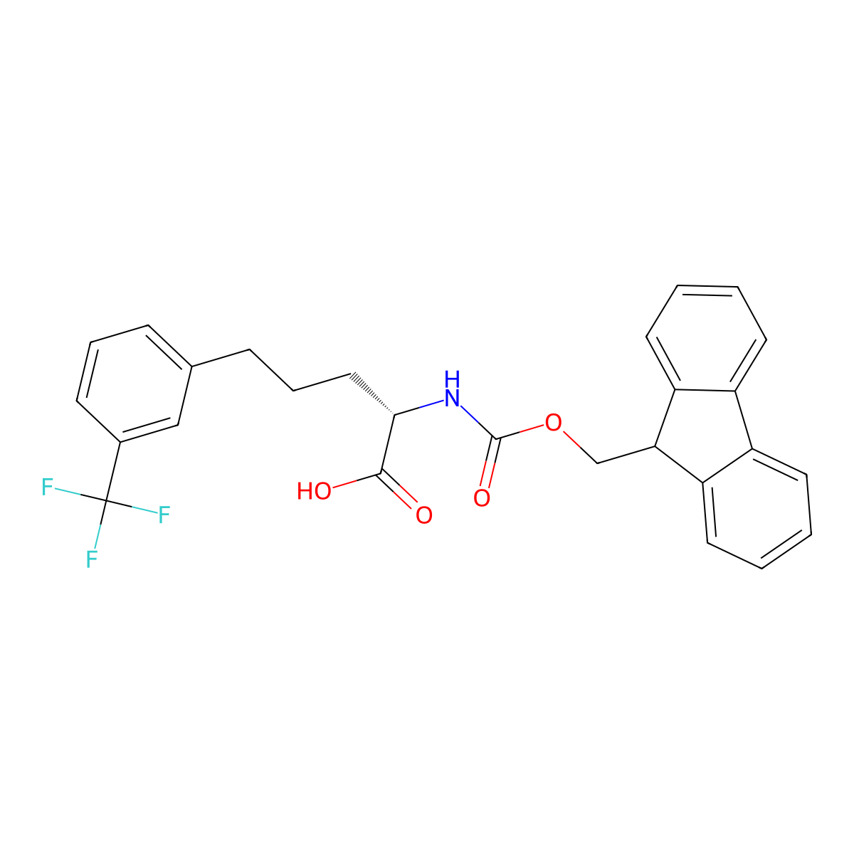 Fmoc-(S)-2-amino-5-(3-trifluoromethylphenyl)pentanoic acid molecular structure, CAS 2349551-73-9