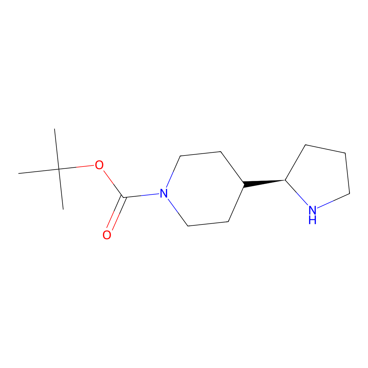 tert-butyl 4-[(2R)-pyrrolidin-2-yl]piperidine-1-carboxylate molecular structure, CAS 2349554-42-1