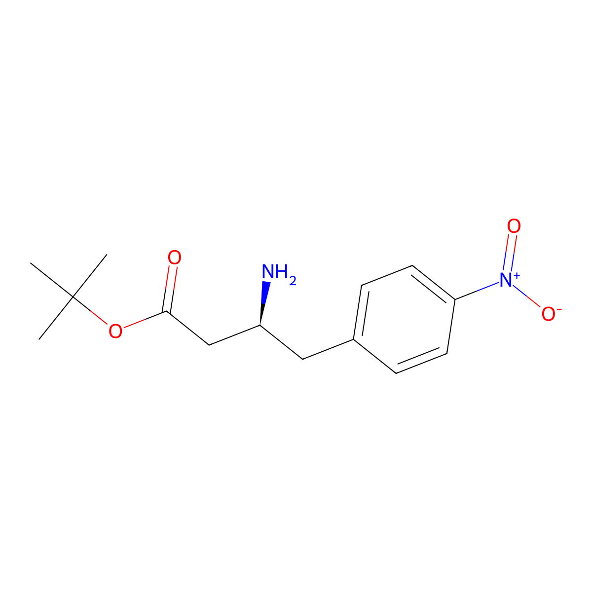 tert-butyl (3S)-3-amino-4-(4-nitrophenyl)butanoate molecular structure, CAS 2349554-75-0