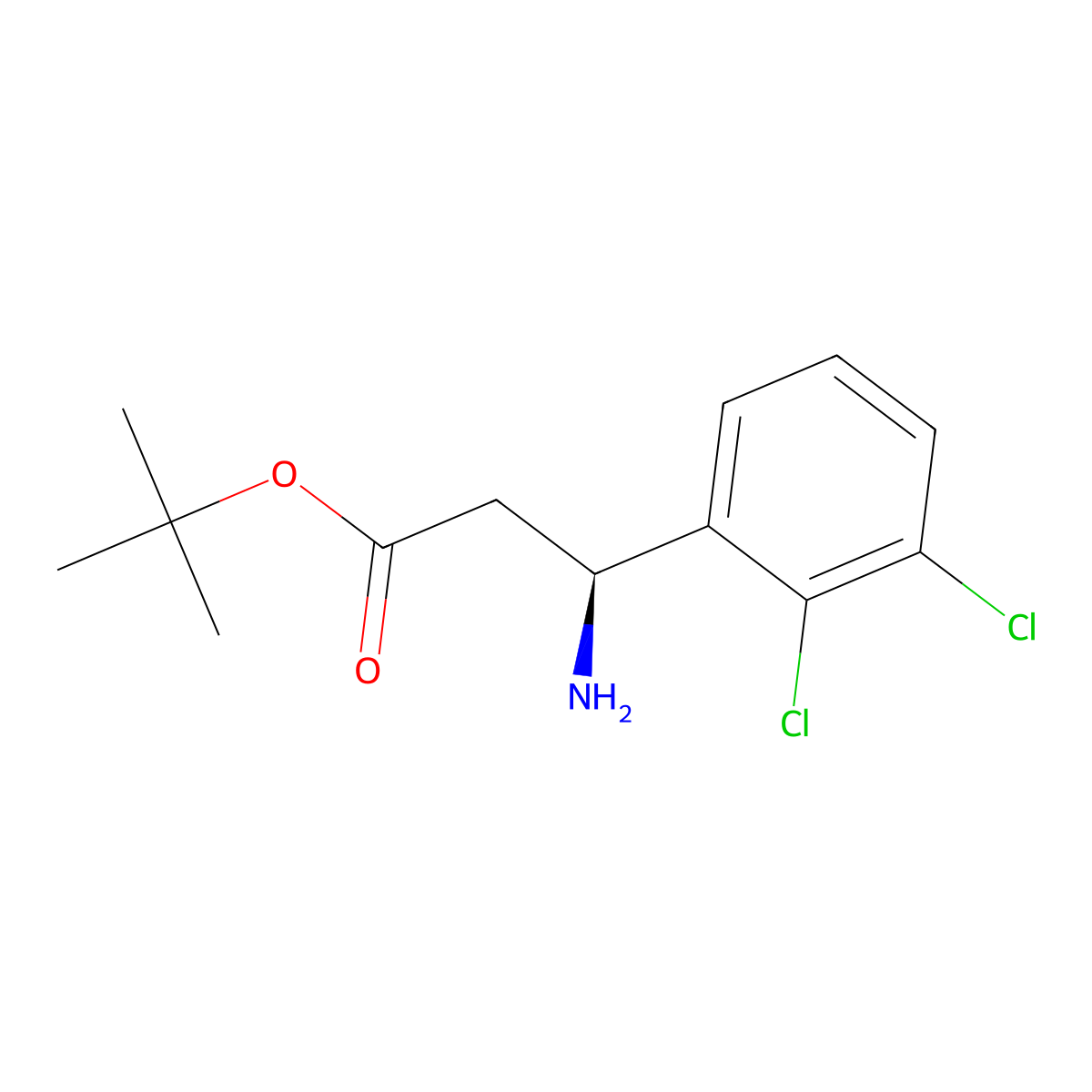 tert-butyl (3S)-3-amino-3-(2,3-dichlorophenyl)propanoate molecular structure, CAS 2349558-57-0