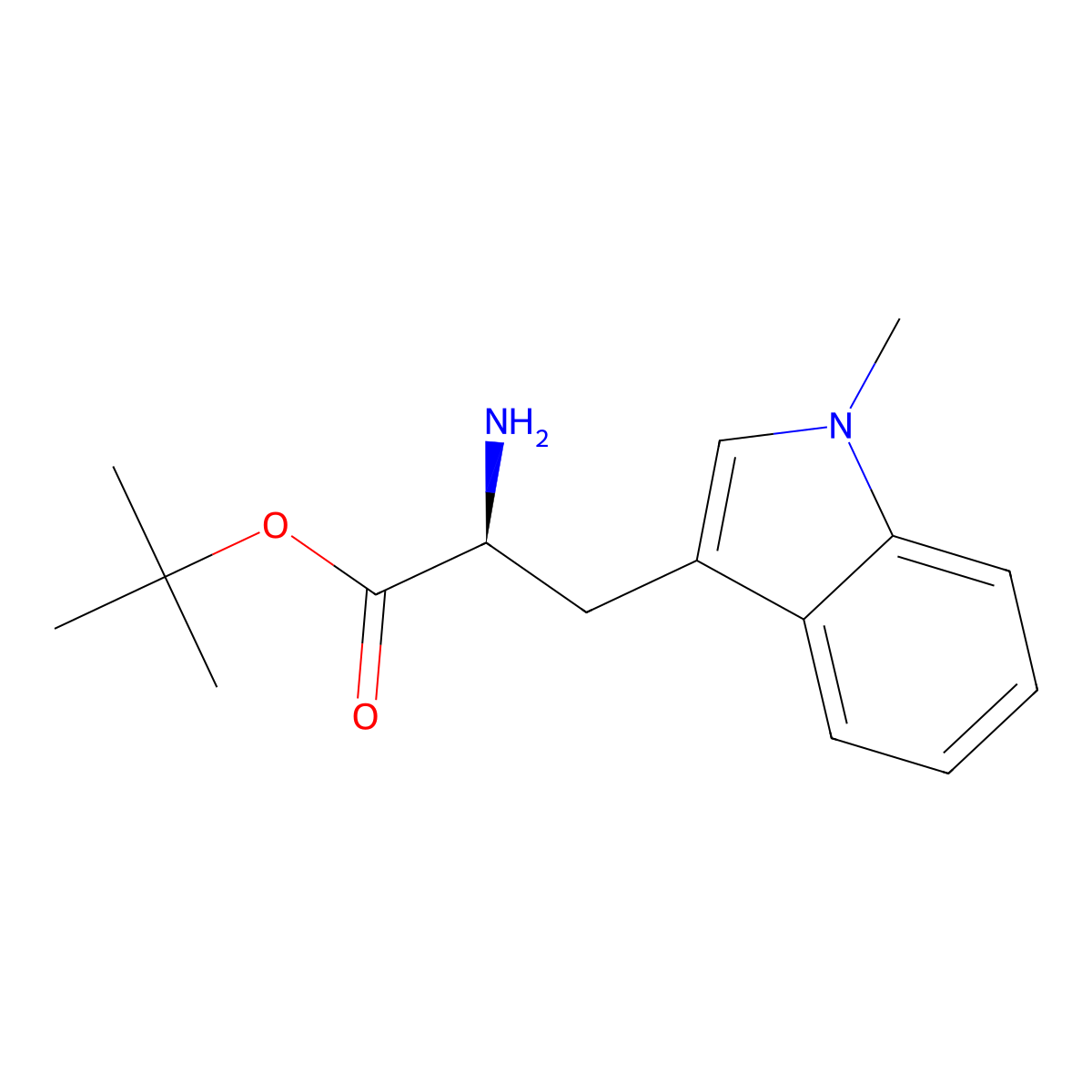 tert-butyl (2S)-2-amino-3-(1-methyl-1H-indol-3-yl)propanoate molecular structure, CAS 2349563-48-8