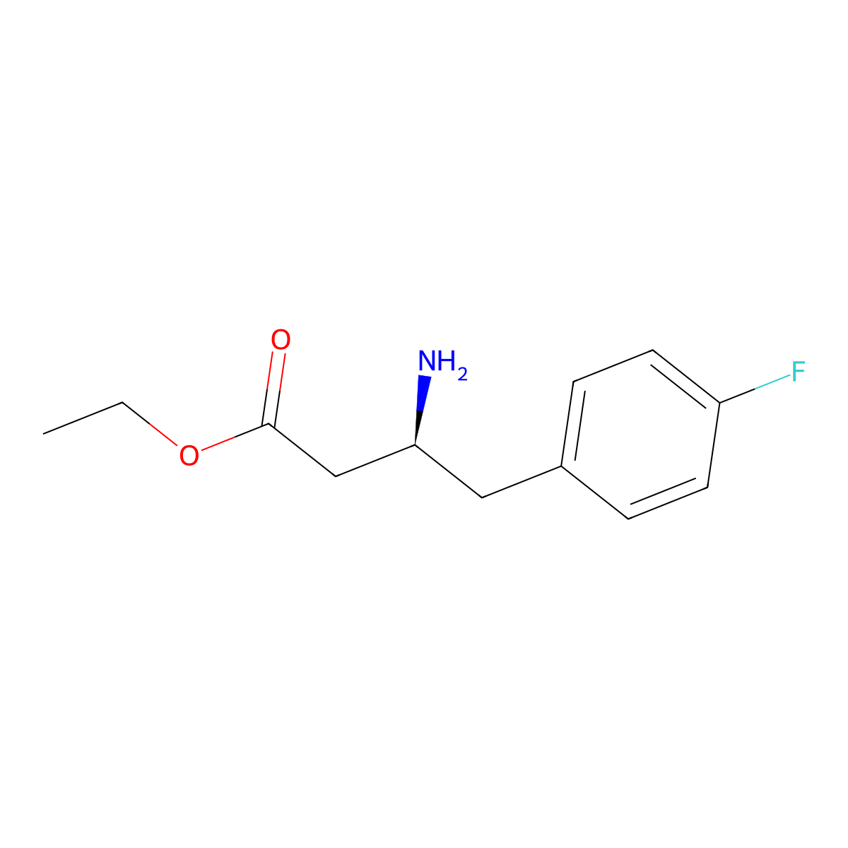 ethyl (3S)-3-amino-4-(4-fluorophenyl)butanoate molecular structure, CAS 2349563-57-9