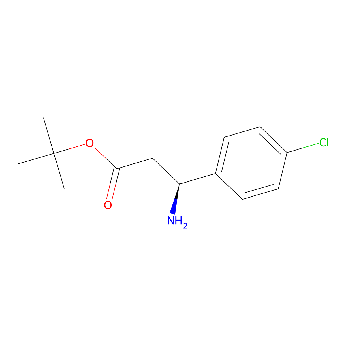 tert-butyl (3S)-3-amino-3-(4-chlorophenyl)propanoate molecular structure, CAS 2349588-74-3