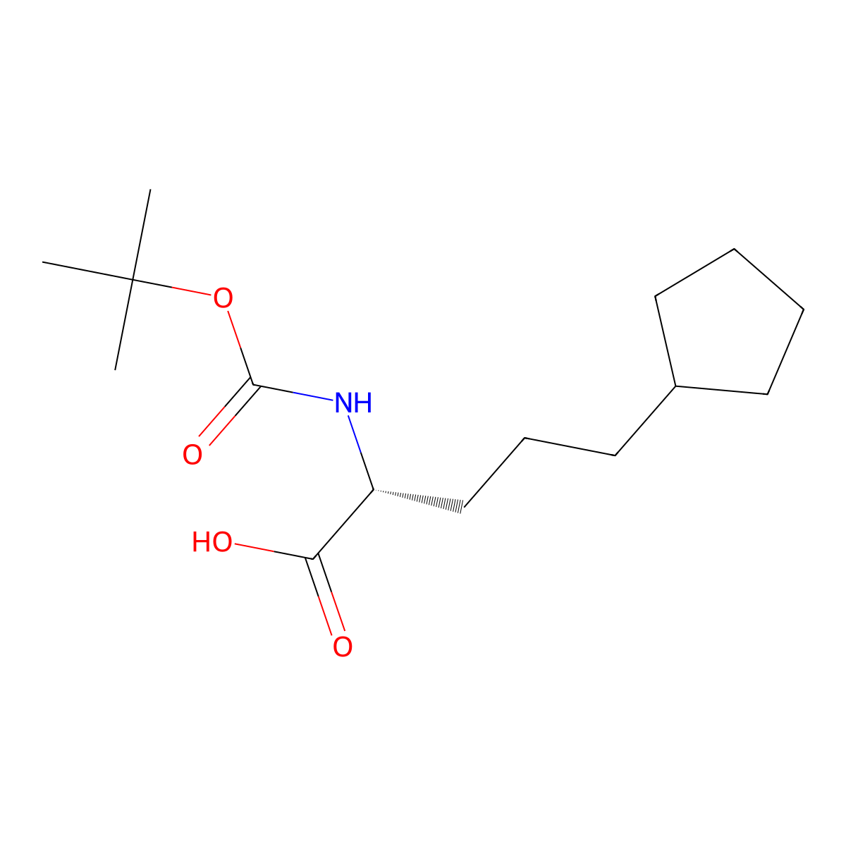 (R)-2-(Boc-amino)-5-cyclopentylpentanoic acid molecular structure, CAS 2349593-69-5