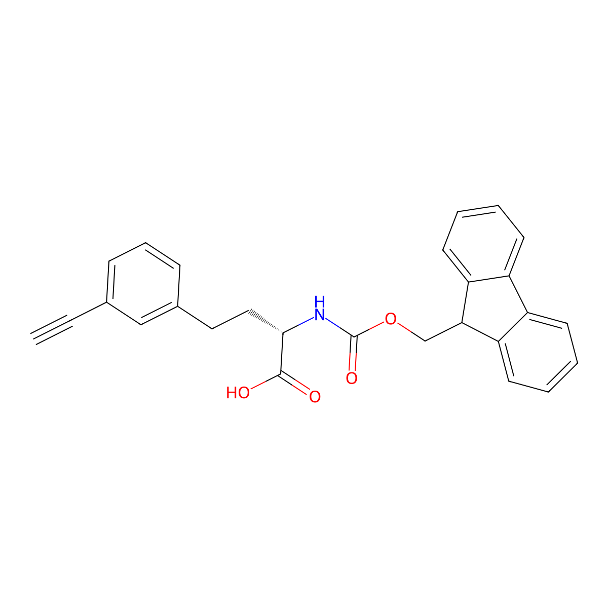 Fmoc-HomoPhe(3-ethynyl)-OH molecular structure, CAS 2349596-60-5