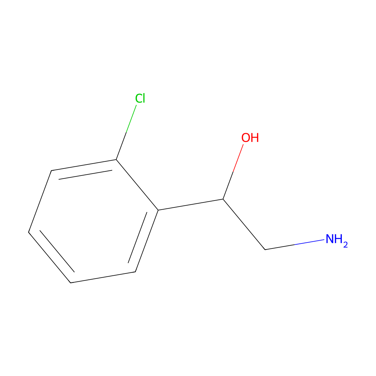 2-Amino-1-(2-chlorophenyl)ethanol molecular structure, CAS 23496-56-2