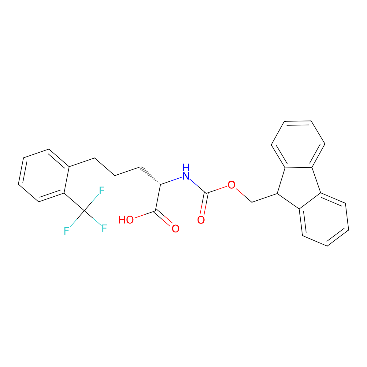 Fmoc-(S)-2-amino-5-(2-trifluoromethylphenyl)pentanoic acid molecular structure, CAS 2349601-36-9