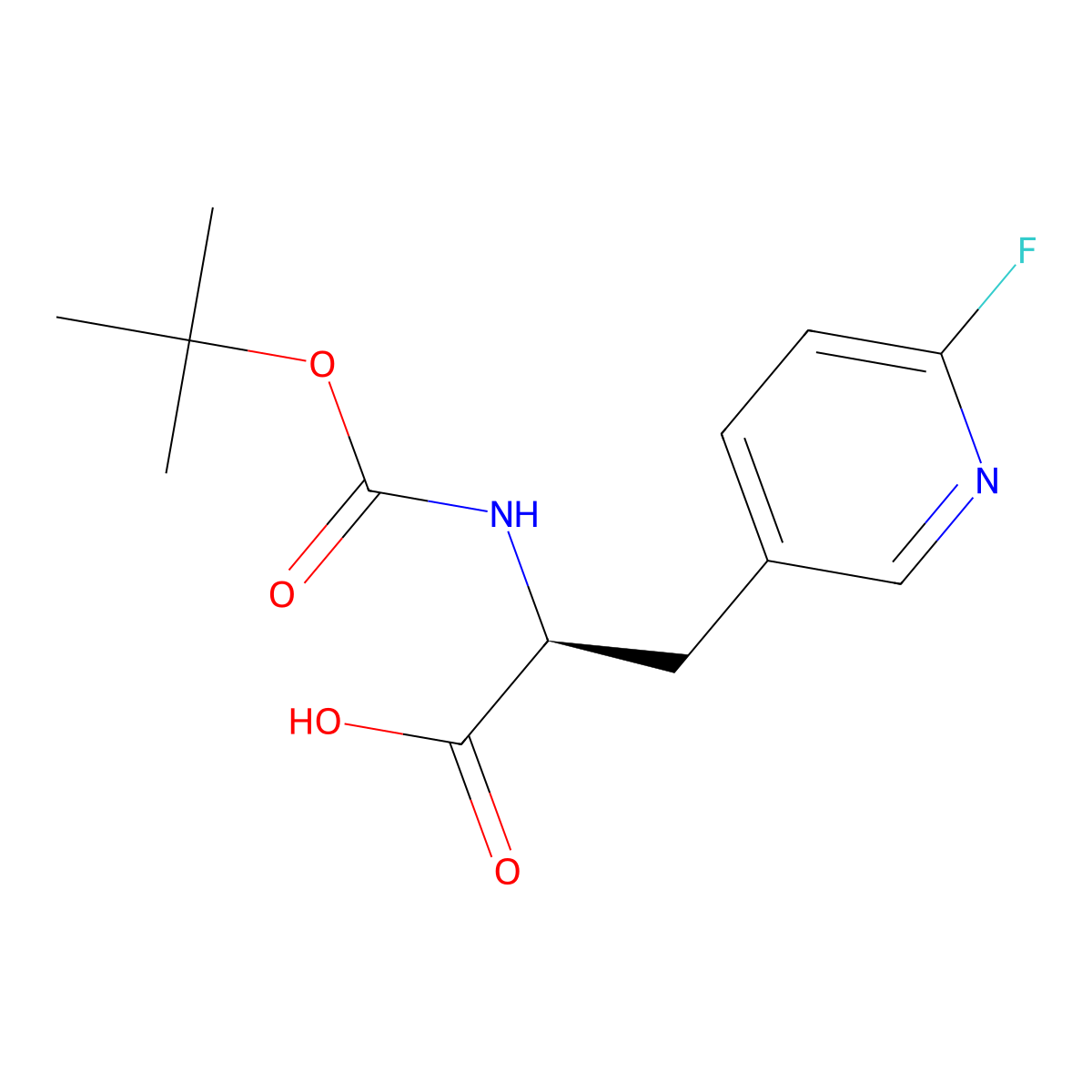 (S)-2-((tert-Butoxycarbonyl)amino)-3-(6-fluoropyridin-3-yl)propanoic acid molecular structure, CAS 2349603-58-1