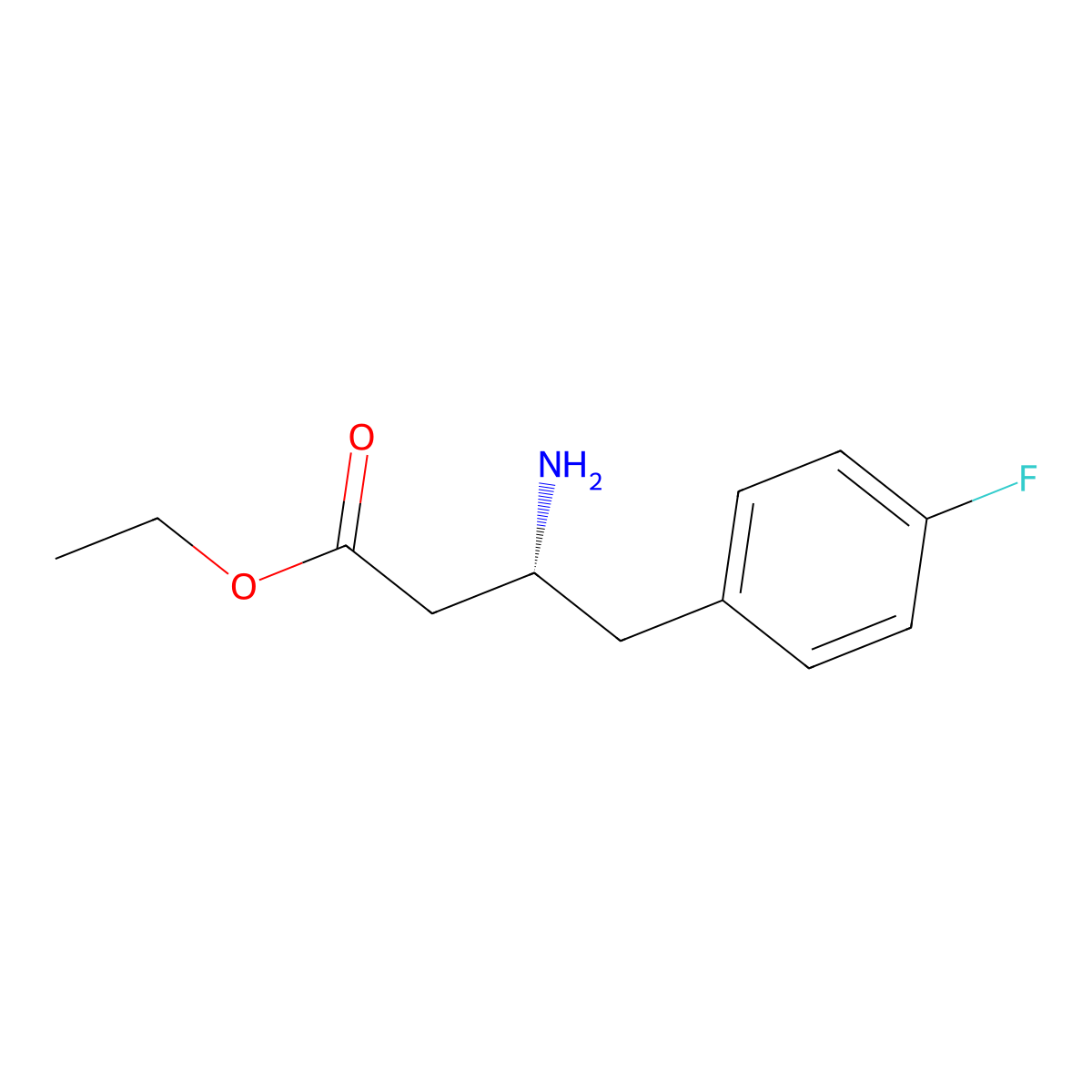ethyl (3R)-3-amino-4-(4-fluorophenyl)butanoate molecular structure, CAS 2349604-20-0
