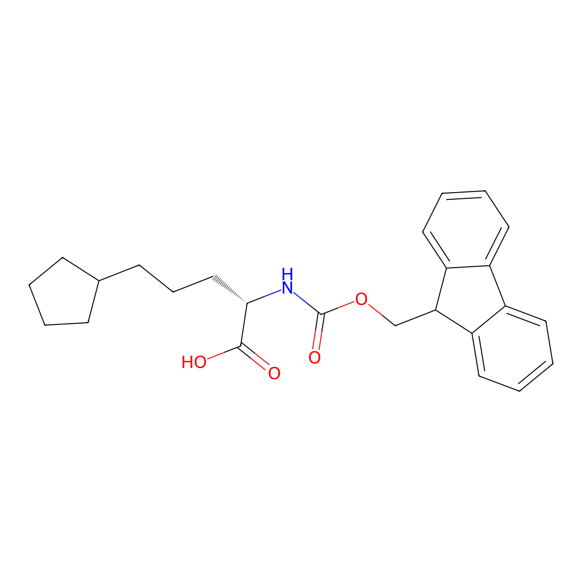 Fmoc-(S)-2-amino-5-cyclopentylpentanoic acid molecular structure, CAS 2349606-67-1