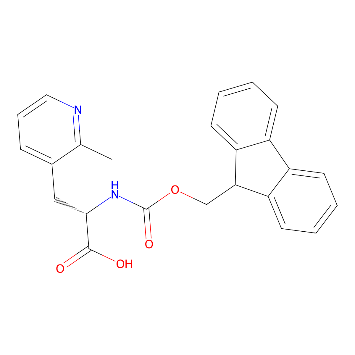 (S)-2-((((9H-Fluoren-9-yl)methoxy)carbonyl)amino)-3-(2-methylpyridin-3-yl)propanoic acid molecular structure, CAS 2349619-28-7