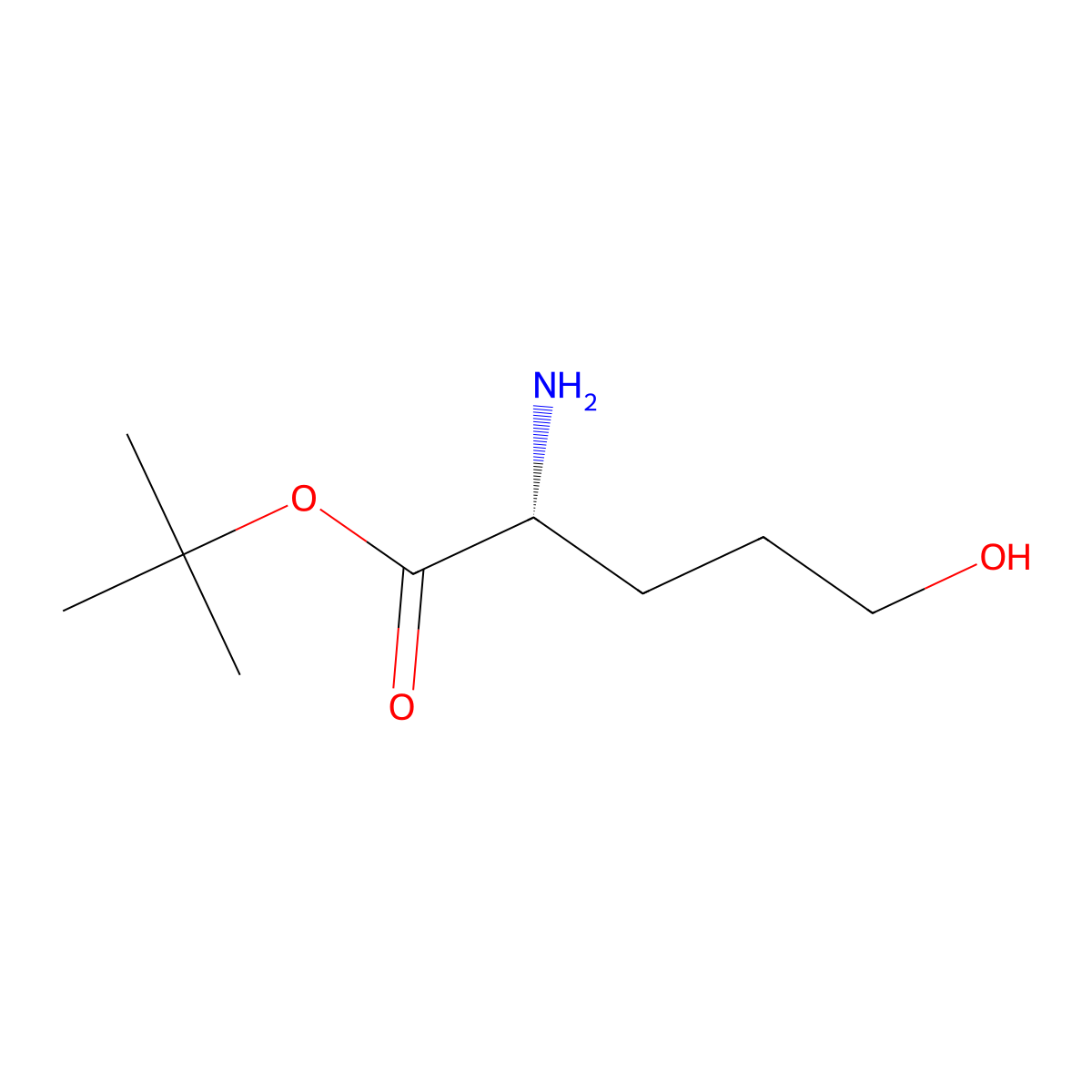 tert-butyl (2R)-2-amino-5-hydroxypentanoate molecular structure, CAS 2349619-67-4
