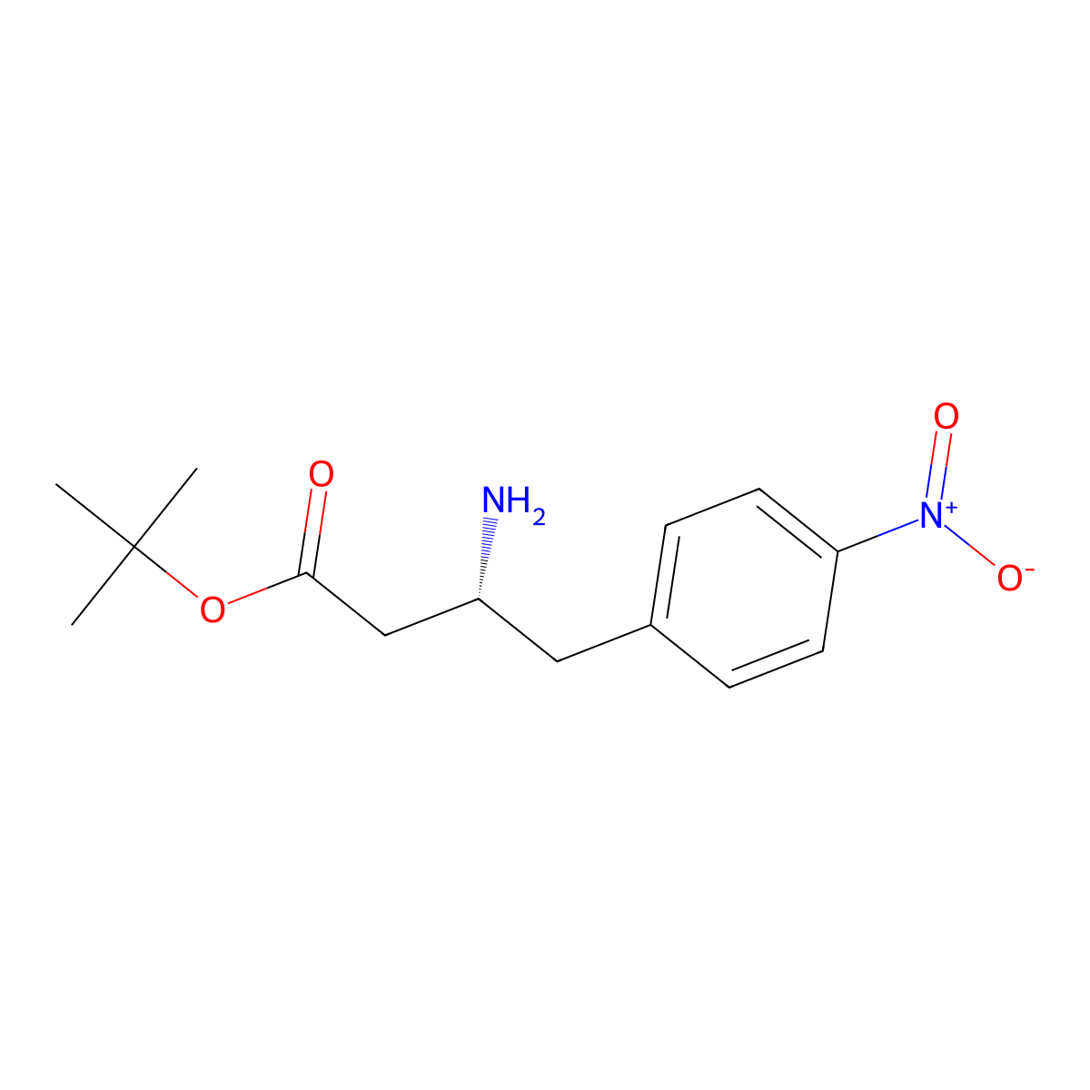 tert-butyl (3R)-3-amino-4-(4-nitrophenyl)butanoate molecular structure, CAS 2349620-80-8