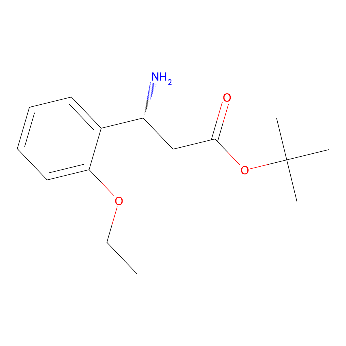 tert-butyl (3R)-3-amino-3-(2-ethoxyphenyl)propanoate molecular structure, CAS 2349621-40-3