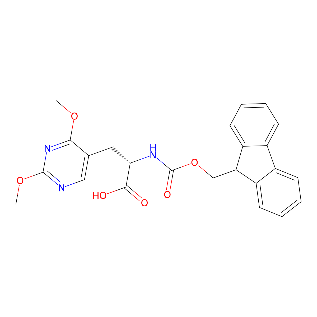 S)-2-((((9H-fluoren-9-yl)methoxy)carbonyl)amino)-3-(2,4-dimethoxypyrimidin-5-yl)propanoic acid molecular structure, CAS 2349624-14-0