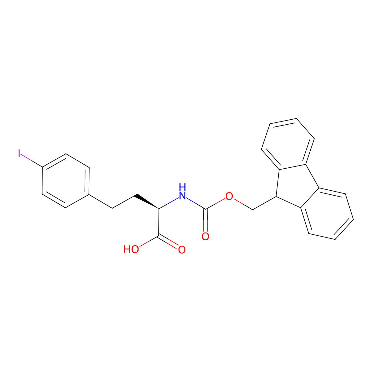 (R)-2-((((9H-Fluoren-9-yl)methoxy)carbonyl)amino)-4-(4-iodophenyl)butanoic acid molecular structure, CAS 2349626-82-8
