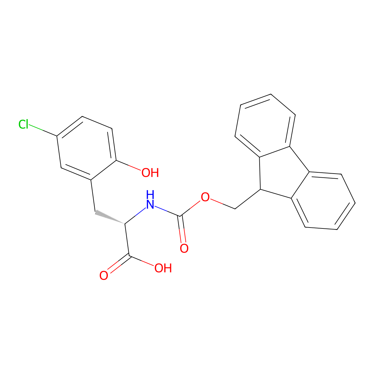 N-Fmoc-5-chloro-2-hydroxy-L-phenylalanine molecular structure, CAS 2349649-84-7