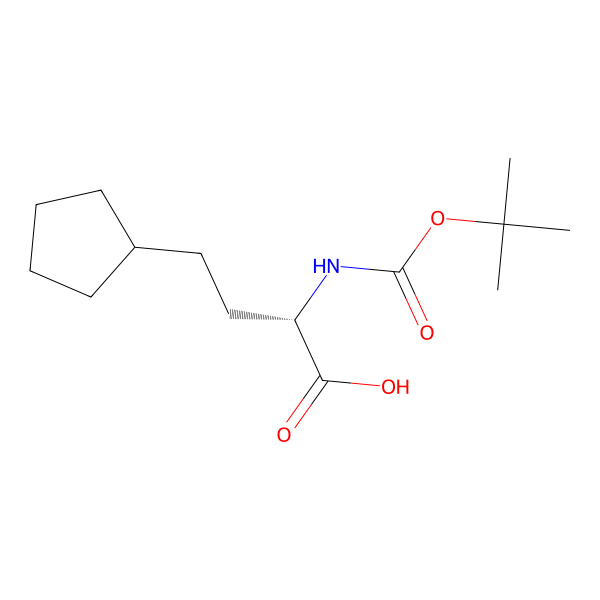 (S)-2-(Boc-amino)-4-cyclopentylbutanoic acid molecular structure, CAS 2349652-68-0