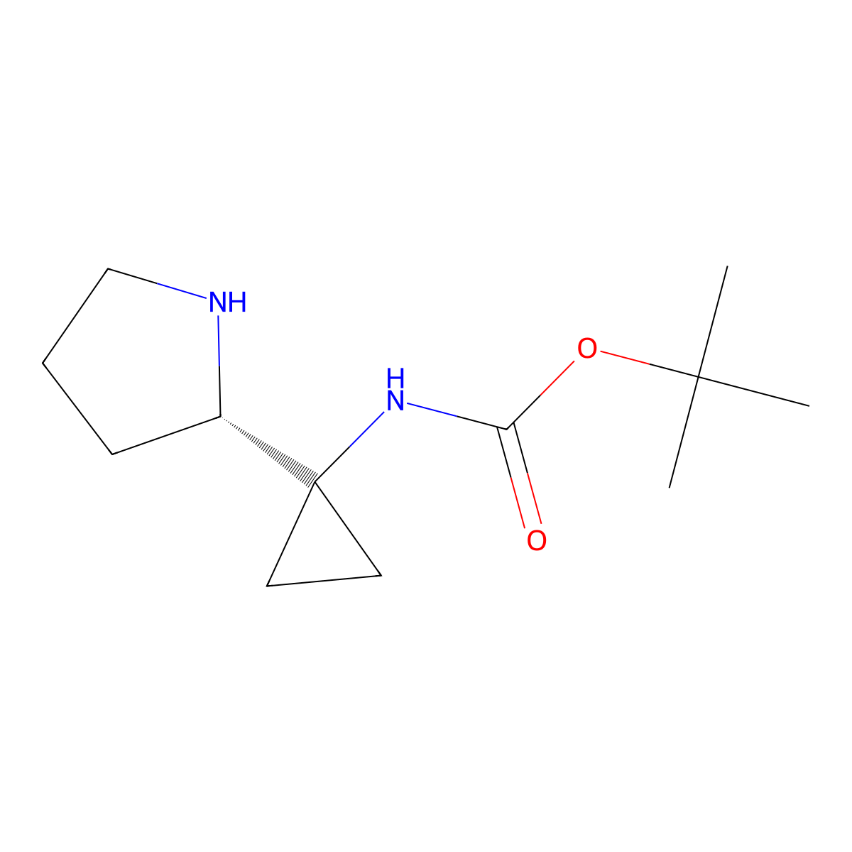 Tert-butyl (S)-(1-(pyrrolidin-2-YL)cyclopropyl)carbamate molecular structure, CAS 2349656-47-7