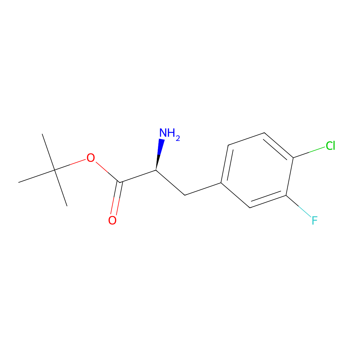 tert-butyl (2S)-2-amino-3-(4-chloro-3-fluorophenyl)propanoate molecular structure, CAS 2349667-65-6