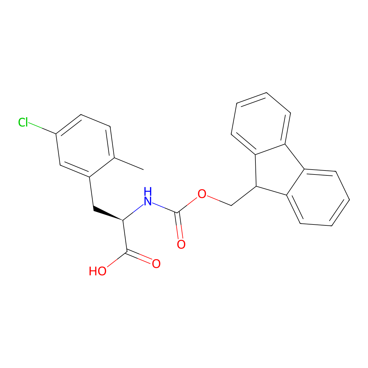 N-Fmoc-5-chloro-2-methyl-D-phenylalanine molecular structure, CAS 2349667-82-7