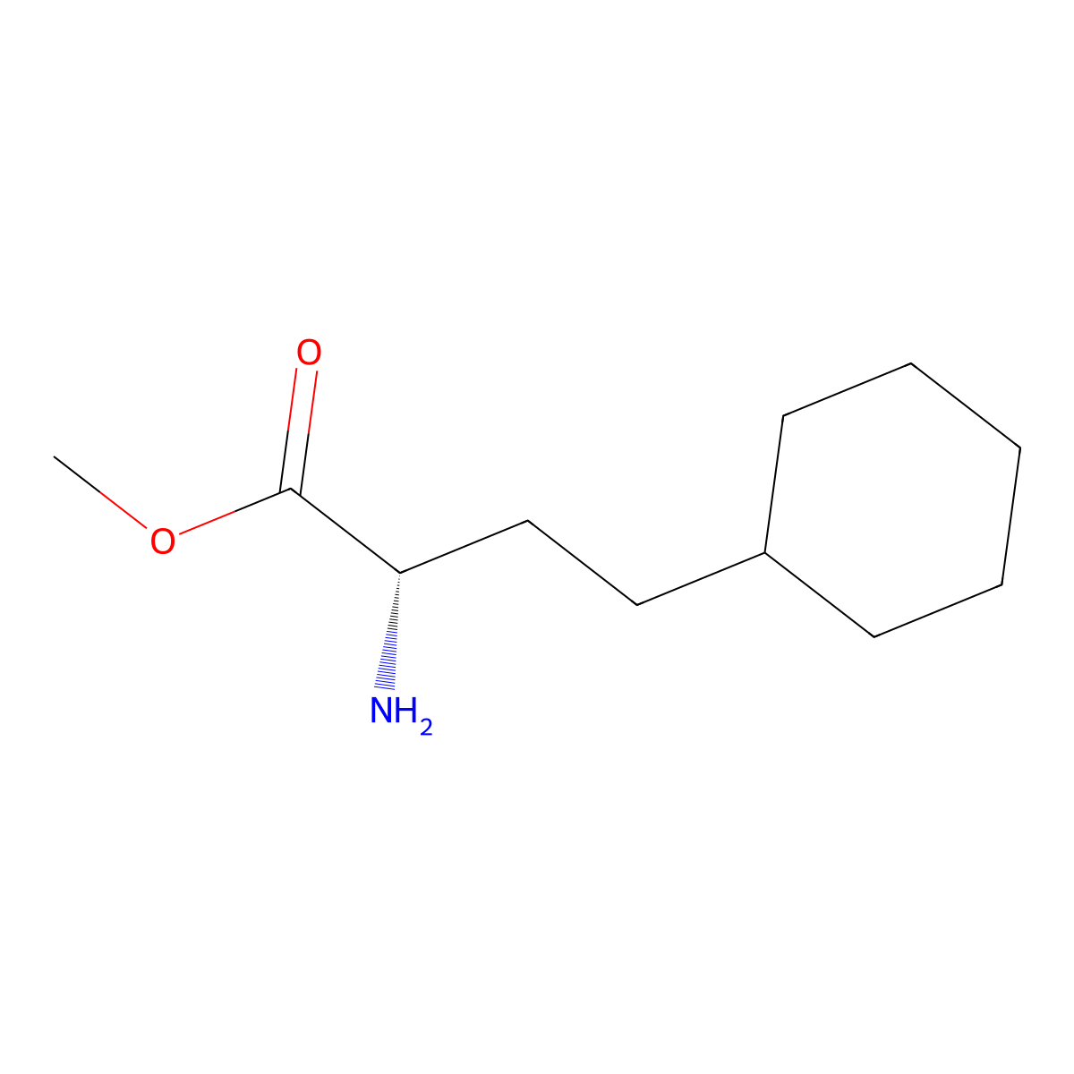 methyl (2S)-2-amino-4-cyclohexylbutanoate molecular structure, CAS 2349674-78-6