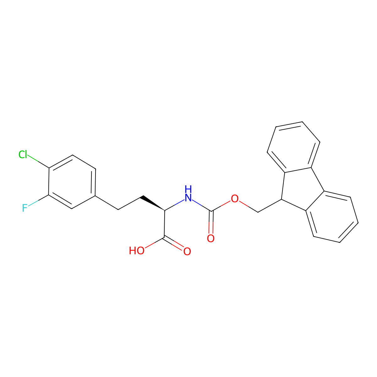 N-Fmoc-4-chloro-3-fluoro-L-homophenylalanine molecular structure, CAS 2349676-48-6
