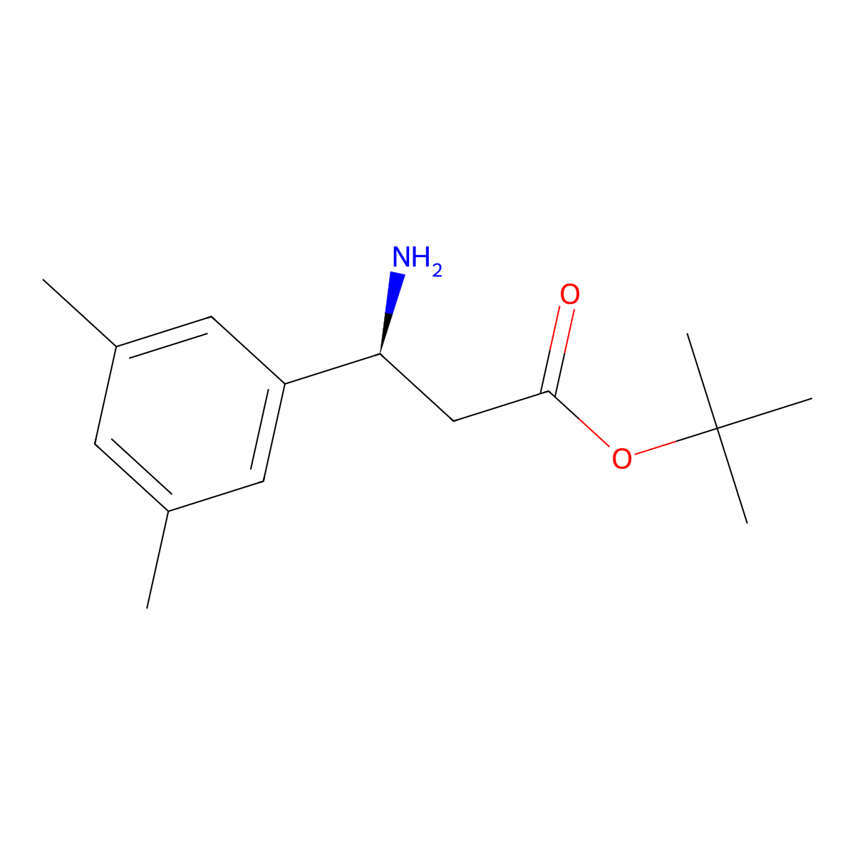 tert-butyl (3S)-3-amino-3-(3,5-dimethylphenyl)propanoate molecular structure, CAS 2349679-64-5