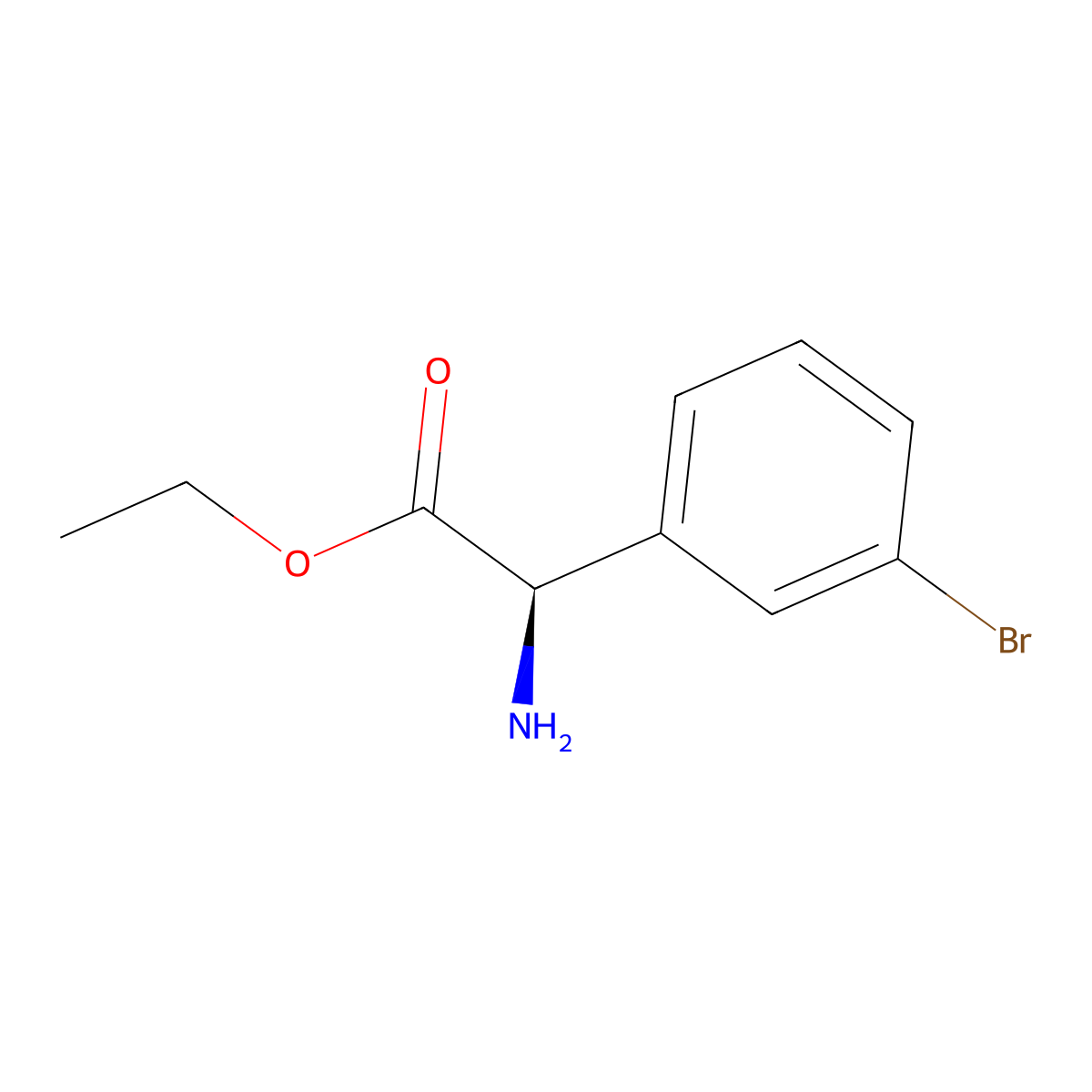 ethyl (2R)-2-amino-2-(3-bromophenyl)acetate molecular structure, CAS 2349684-39-3
